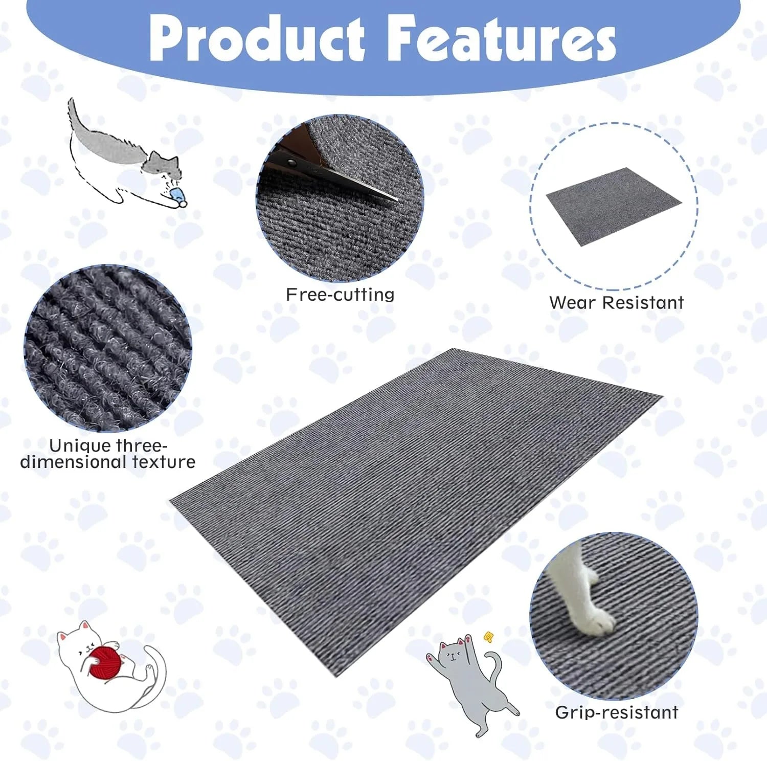 Self-adhesive anti-cat scratch mat for sofa protection

Trimmable furniture protector pad for cats

“Durable polyester cat scratch guard for walls and couches”

Peel-and-stick cat scratching mat for indoor furniture

Custom cut cat scratch protector for home surfaces