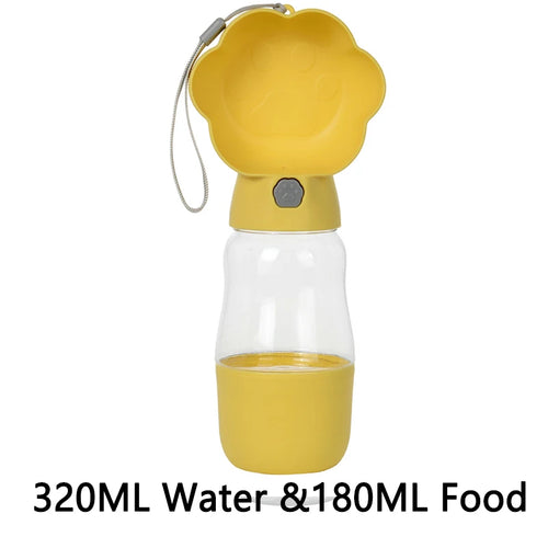 Claw-shaped 2-in-1 pet water bottle and food container with built-in bowl

Portable pet drinking bottle with snack storage and leak-proof lid

One-hand operation travel bottle for dogs with food and water compartments

Compact claw-style pet water dispenser and snack container for walking