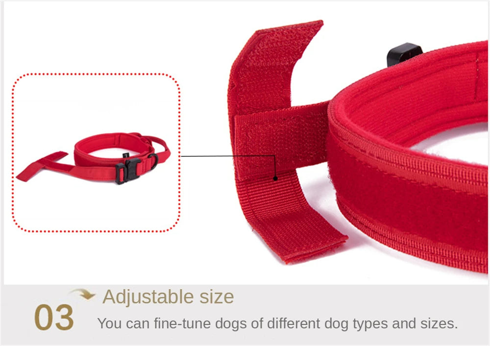 Adjustable tactical collar with quick-release buckle and double security