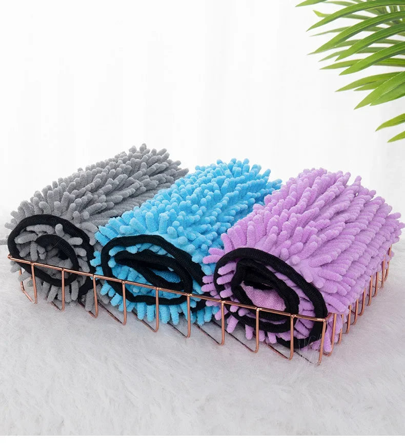 Super Absorbent Pet Towel with Double Pockets - Quick Dry Dog & Cat Drying Cloth