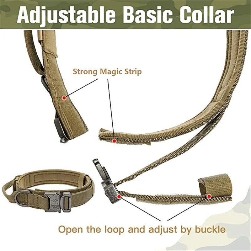 Adjustable tactical collar with quick-release buckle and double security