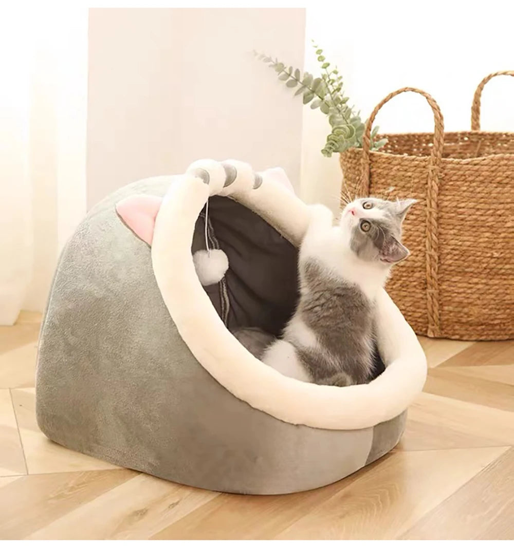 Deep Sleep Cartoon Pet Cave Bed - Foldable, Washable & Removable Cozy Den