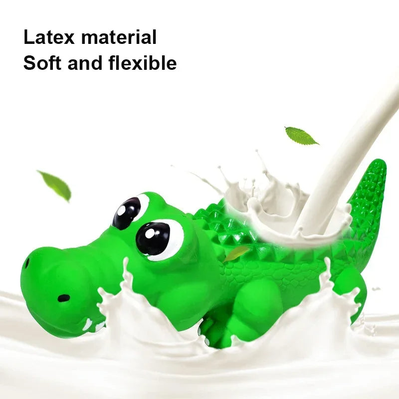 Latex crocodile squeaky chew toy for small dogs

Durable rubber crocodile dog toy for teeth cleaning

Bite-resistant squeaky toy for medium dogs

Interactive crocodile-shaped dog chew toy

Safe latex squeaky toy for puppy playtime