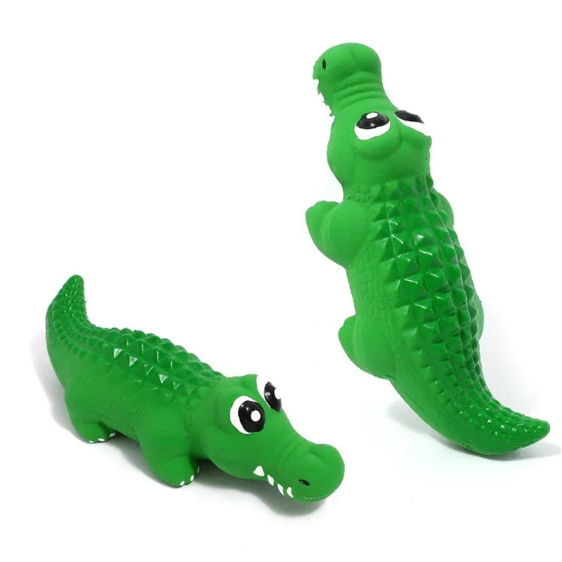 Latex crocodile squeaky chew toy for small dogs

Durable rubber crocodile dog toy for teeth cleaning

Bite-resistant squeaky toy for medium dogs

Interactive crocodile-shaped dog chew toy

Safe latex squeaky toy for puppy playtime