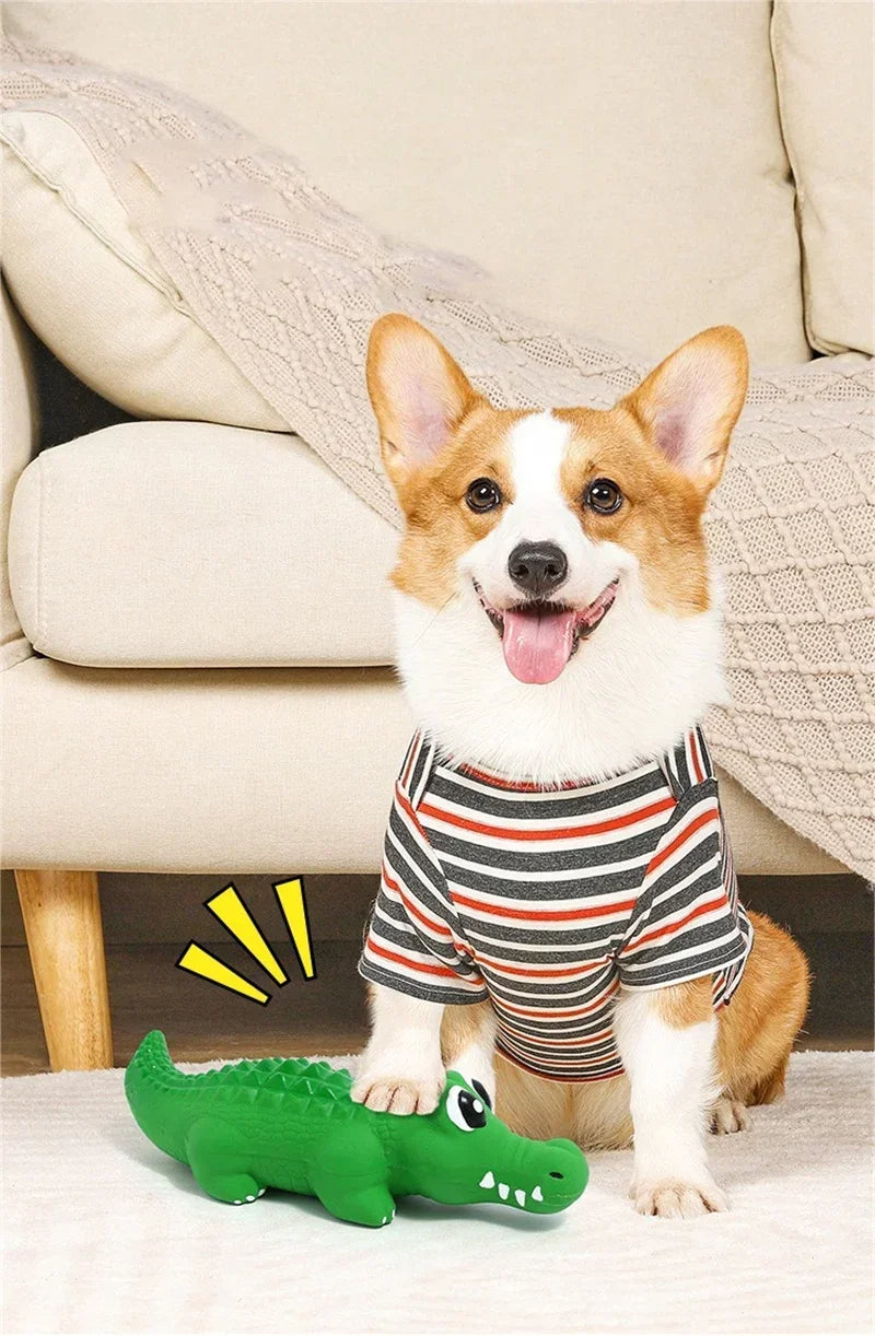 Latex crocodile squeaky chew toy for small dogs

Durable rubber crocodile dog toy for teeth cleaning

Bite-resistant squeaky toy for medium dogs

Interactive crocodile-shaped dog chew toy

Safe latex squeaky toy for puppy playtime