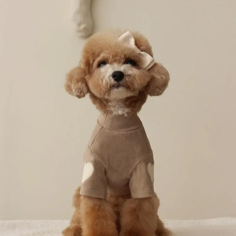 Cute love bear dog hoodie for Yorkshire and small breeds

Warm winter pet hoodie for dogs and cats

Designer polyester dog clothing with love bear print

Adorable teddy bear hoodie for puppies

Cozy autumn winter hoodie for small dogs