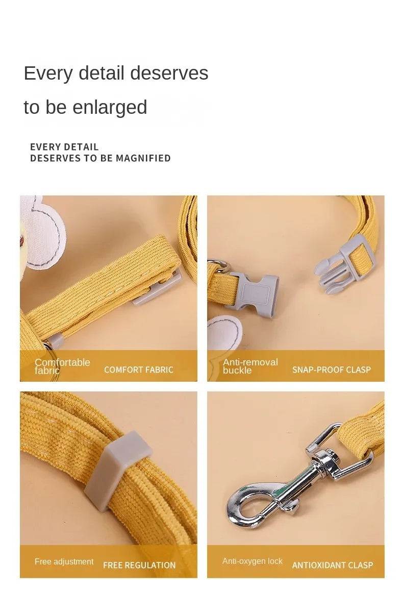 Bee Cartoon Harness & Leash Set - Adjustable, Breathable Pet Vest for Cats & Small Dogs