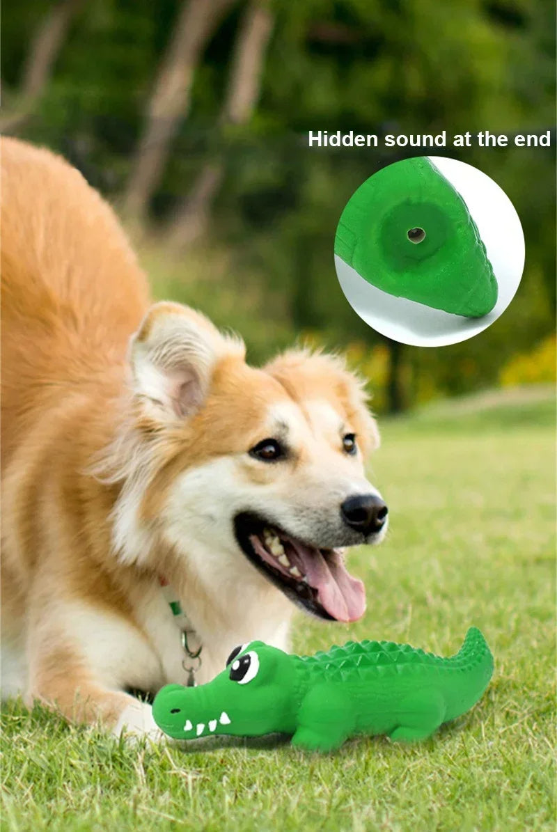Latex crocodile squeaky chew toy for small dogs

Durable rubber crocodile dog toy for teeth cleaning

Bite-resistant squeaky toy for medium dogs

Interactive crocodile-shaped dog chew toy

Safe latex squeaky toy for puppy playtime