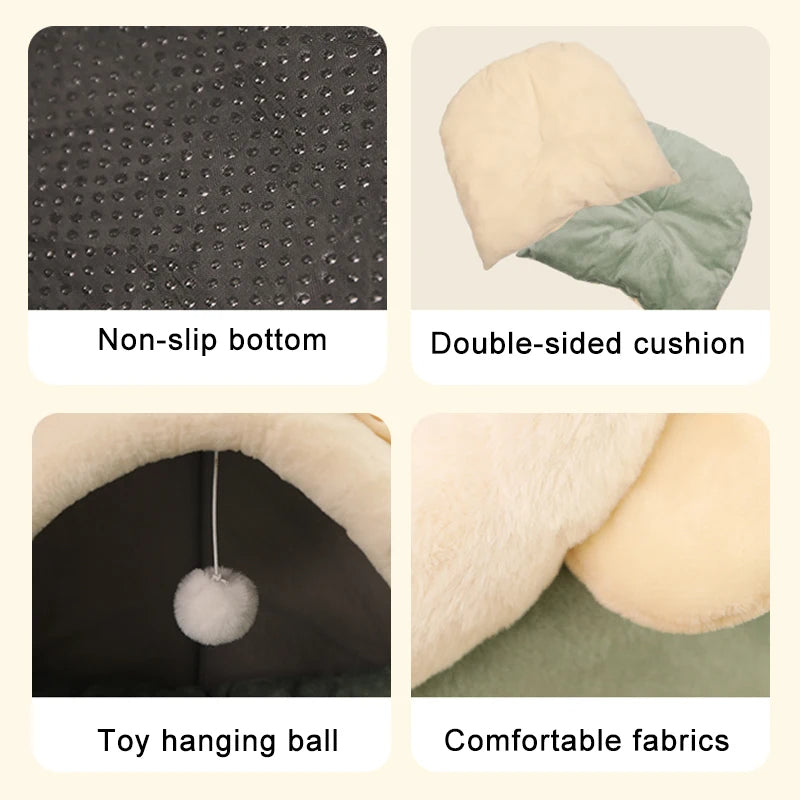 Washable cloud‑soft pet bed with hideaway design and breathable fabric