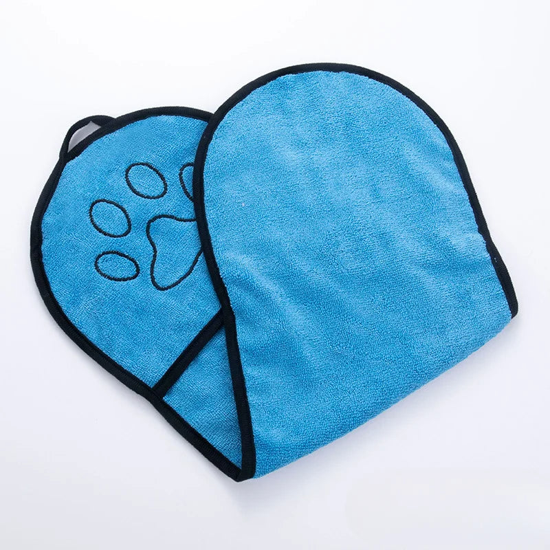 Super Absorbent Pet Towel with Double Pockets - Quick Dry Dog & Cat Drying Cloth