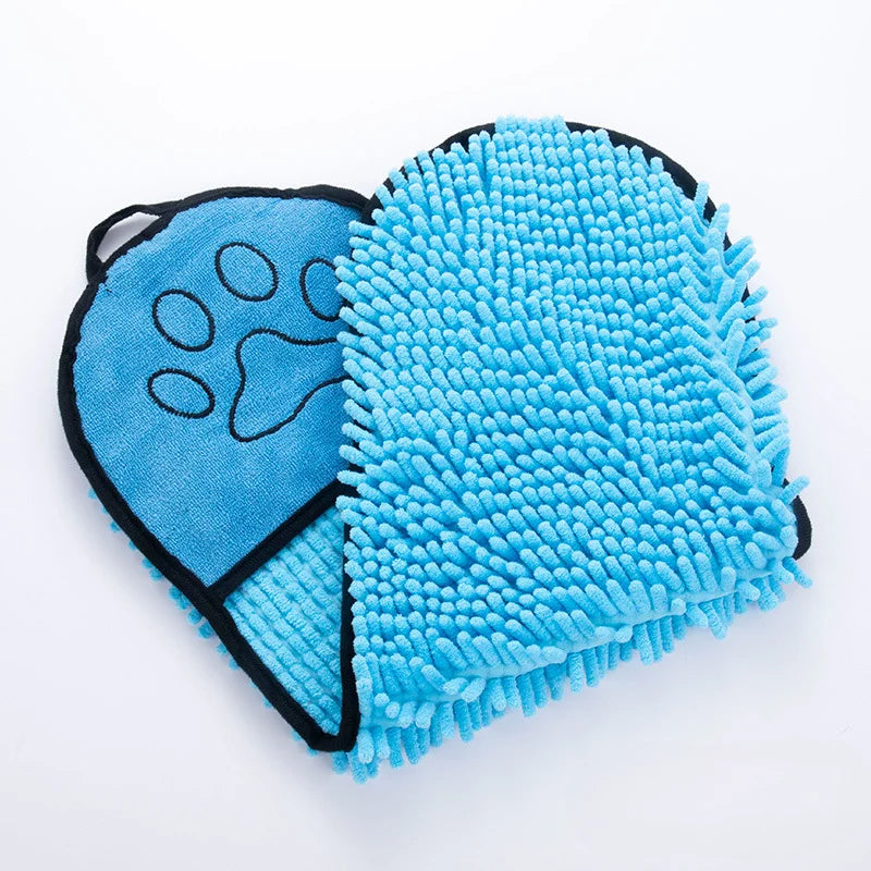 Super Absorbent Pet Towel with Double Pockets - Quick Dry Dog & Cat Drying Cloth