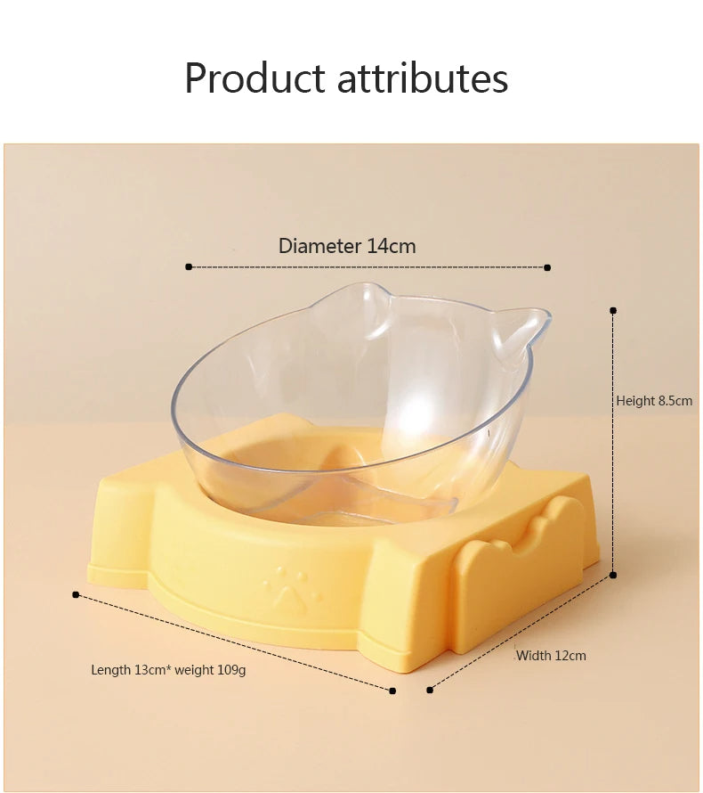 Pet food bowl and drinking fountain set with anti-leak siphon and tilted elevated dish