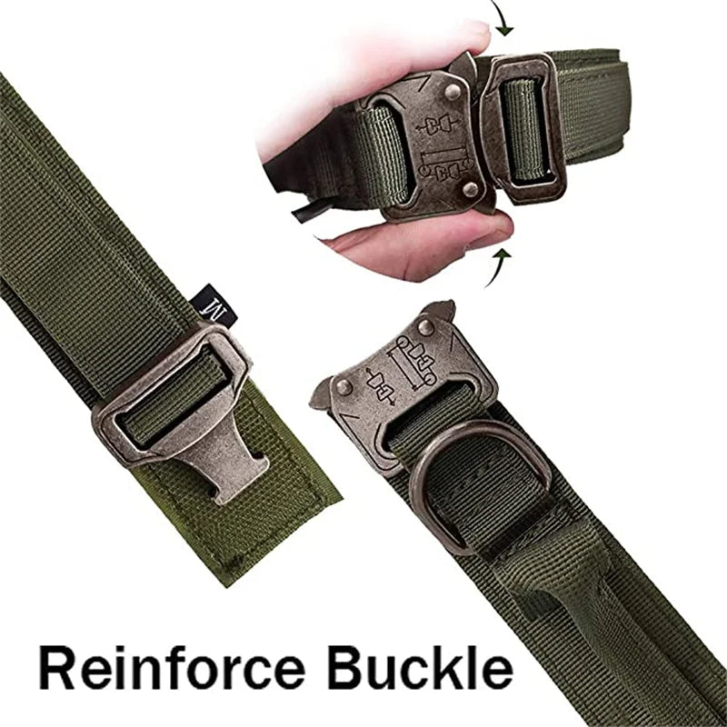 Adjustable tactical collar with quick-release buckle and double security