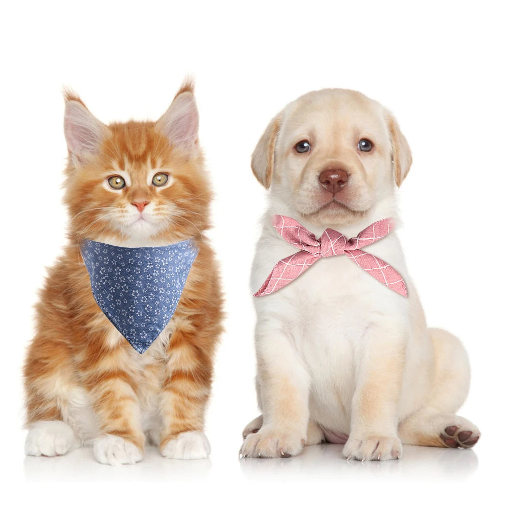 Plaid cotton pet bandana for dogs and cats

Washable cotton scarf for puppies and kittens

Stylish pet bowtie collar in plaid design

Soft cotton pet square bib with polka dots

Cute and comfortable dog and cat bandana
