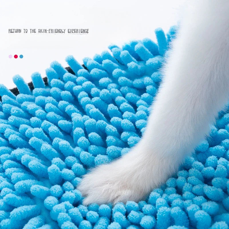 Super Absorbent Pet Towel with Double Pockets - Quick Dry Dog & Cat Drying Cloth