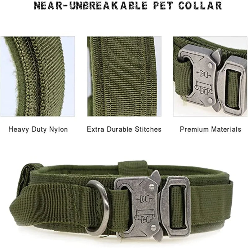 Adjustable tactical collar with quick-release buckle and double security